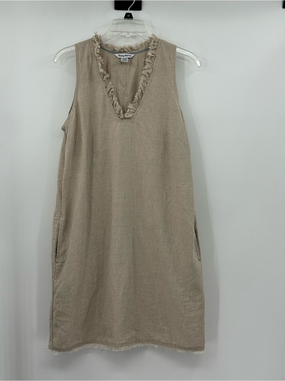 Tommy Bahama Sleeveless Linen Shift Dress fully lined with pockets-Sz Med.